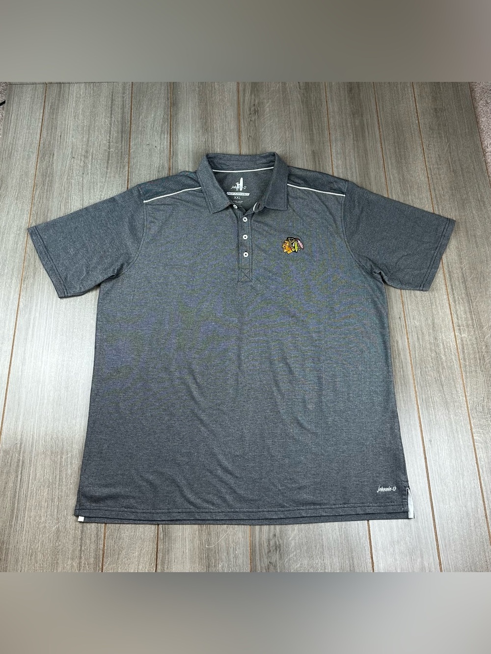 Chicago Blackhawks NHL Johnnie O Performance Polo Shirt Mens Size XXL Gray